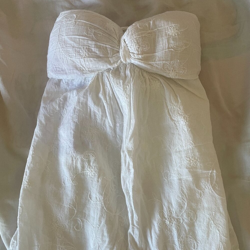 White Strapless Top